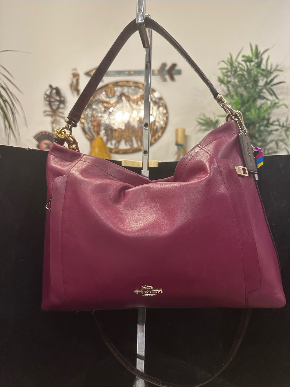 Coach #262 Scout Hobo  Leather Shoulder Bag in Plum Berry